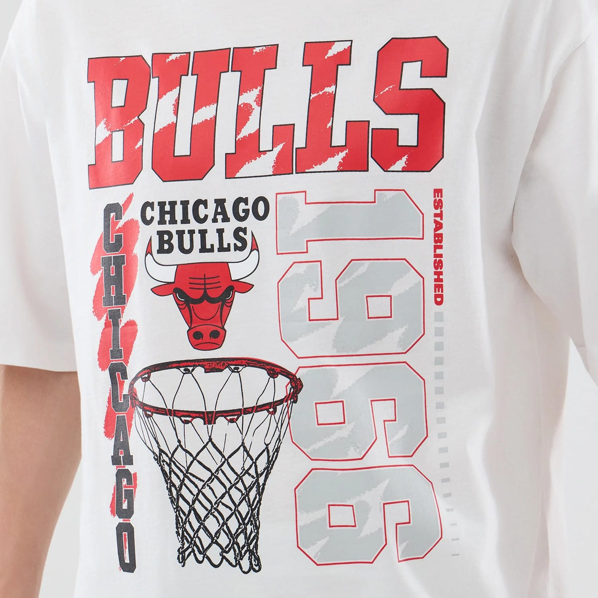 Chicago Bulls NBA Basketball Graphic White Oversized T-Shirt-zelvios