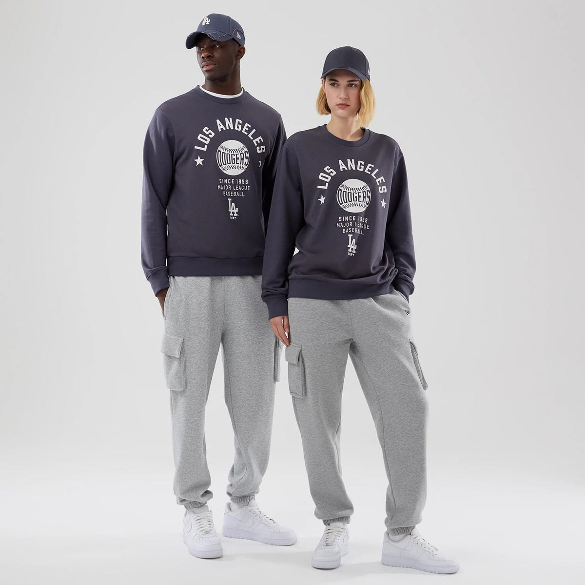 LA Dodgers MLB Graphic Grey Oversized Crew Neck Sweater-zelvios