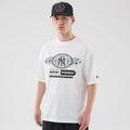 New York Yankees MLB Logo Graphic White Oversized T-Shirt-zelvios