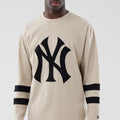 New York Yankees MLB Light Beige Oversized Long Sleeve T-Shirt-zelvios