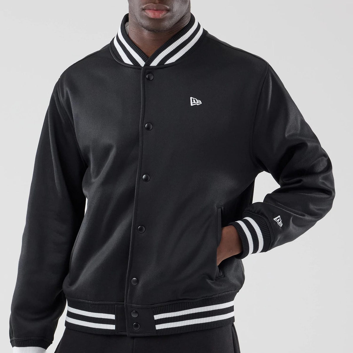 New Era Black Jersey Bomber Jacket-zelvios