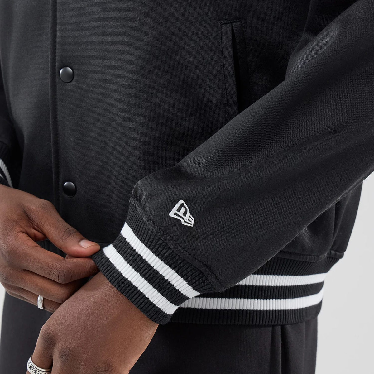 New Era Black Jersey Bomber Jacket-zelvios