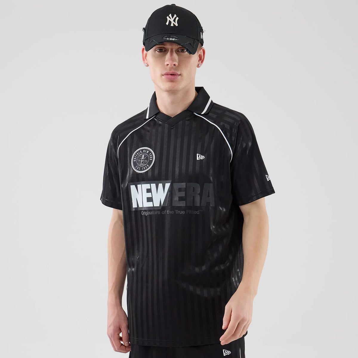 New Era Black Football Jersey T-Shirt-zelvios