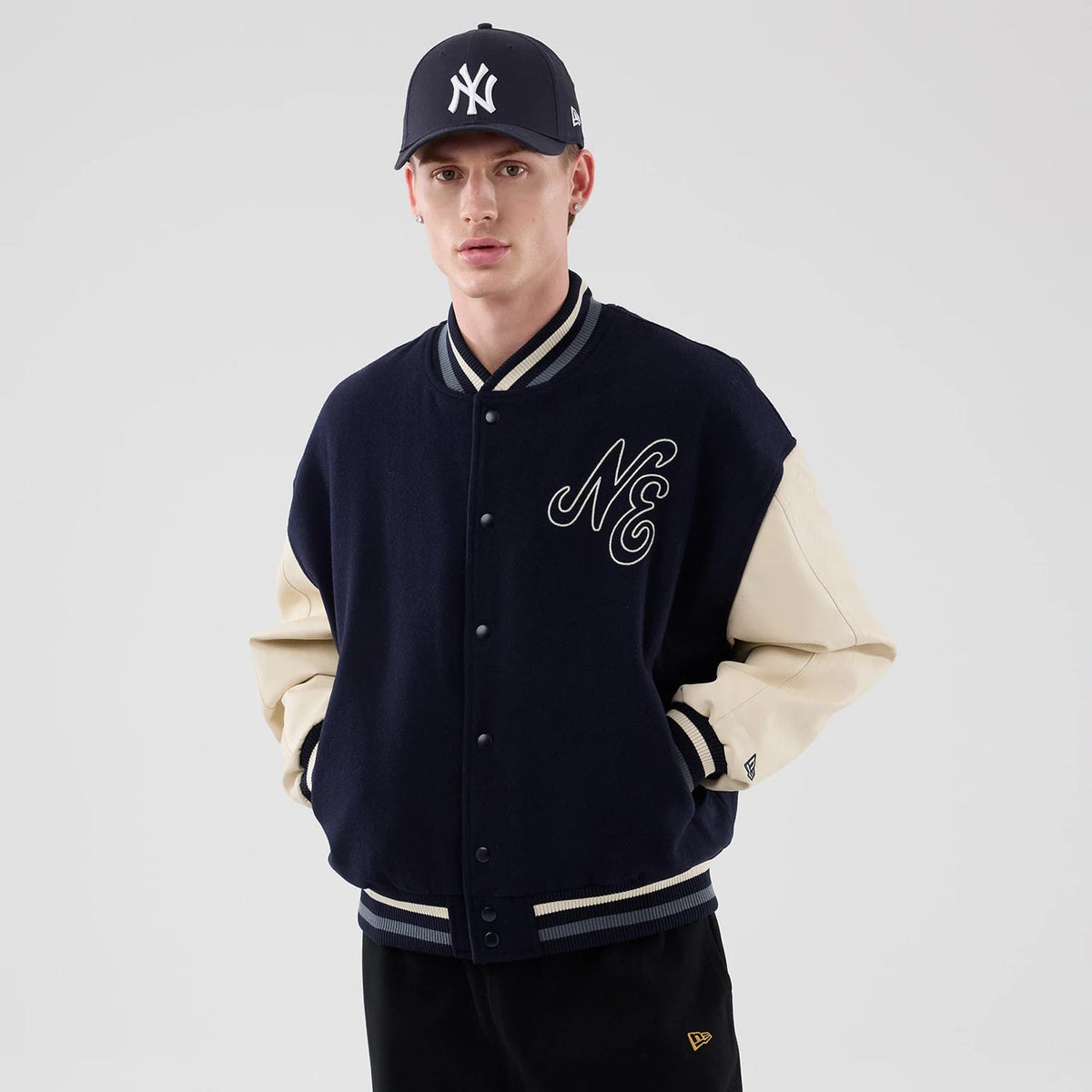 New Era Oversized Navy Varsity Jacket-zelvios