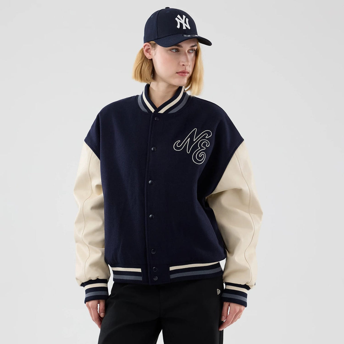 New Era Oversized Navy Varsity Jacket-zelvios