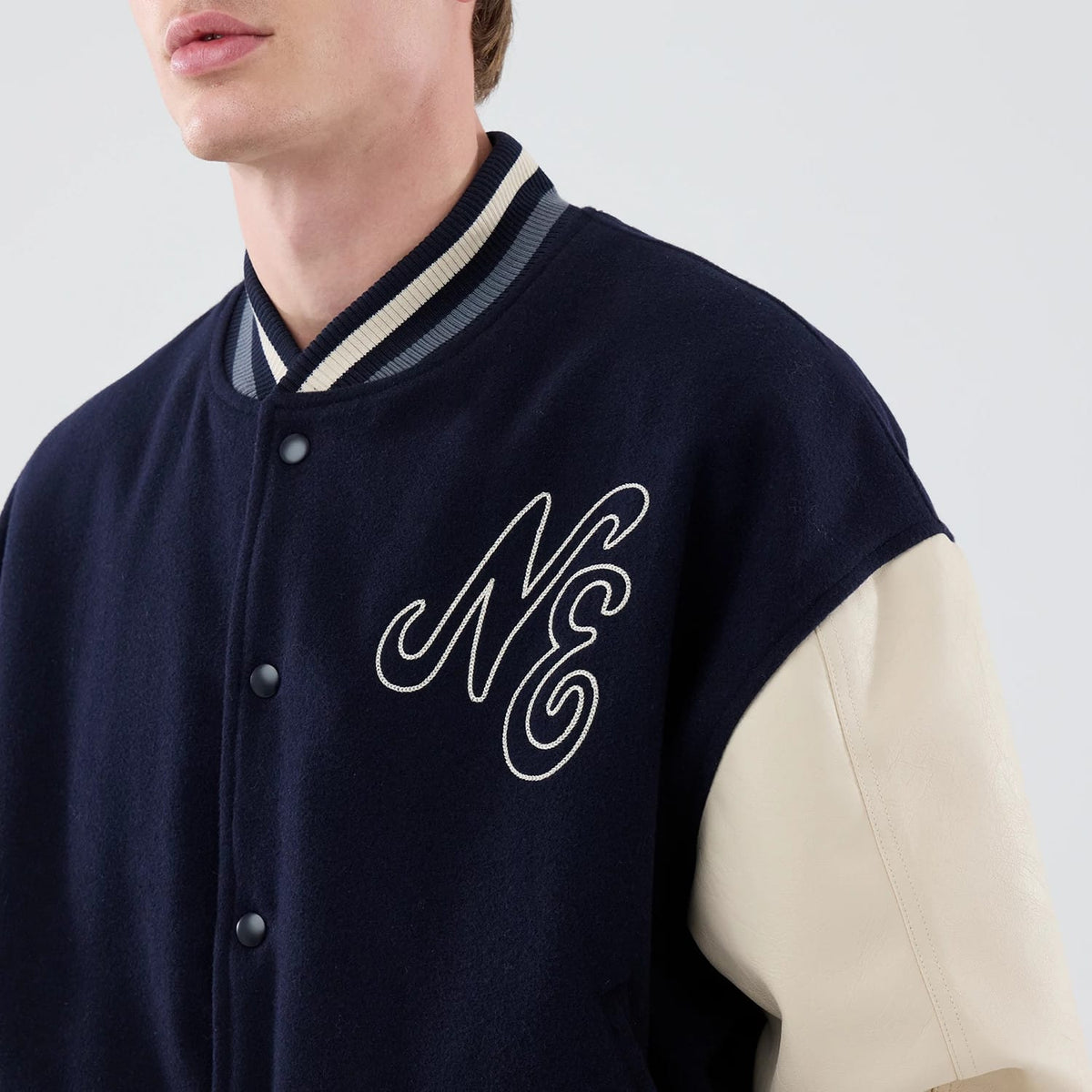 New Era Oversized Navy Varsity Jacket-zelvios