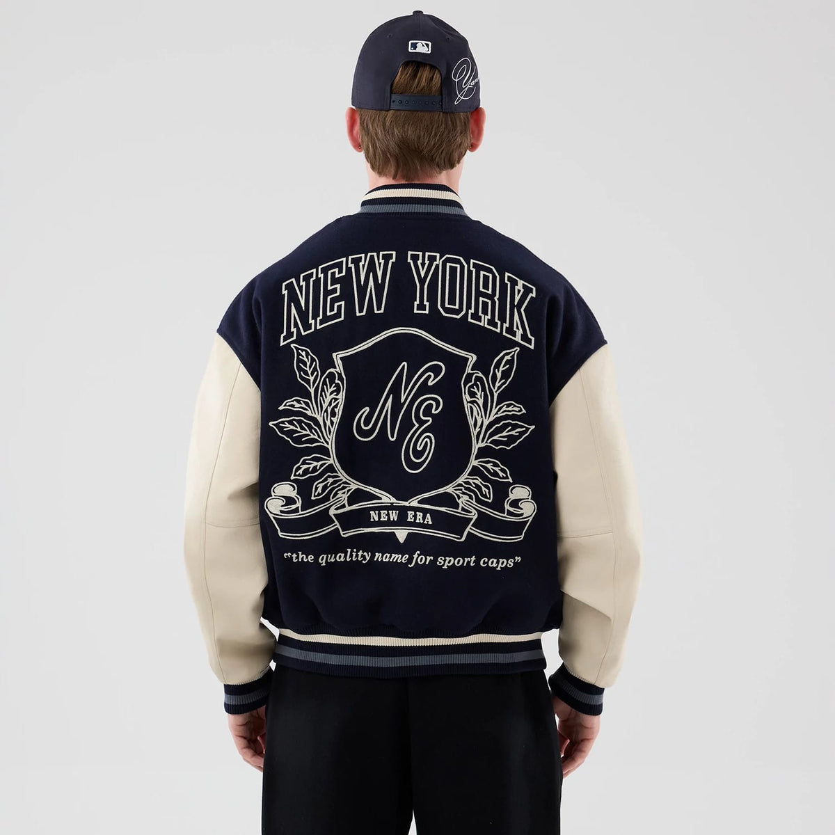 New Era Oversized Navy Varsity Jacket-zelvios