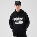 New York Yankees MLB Logo Graphic Black Oversized Pullover Hoodie-zelvios