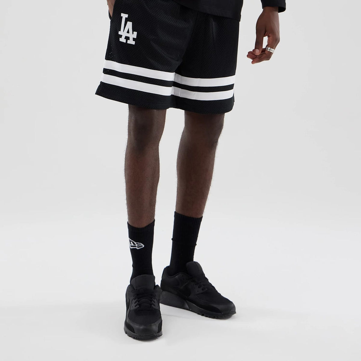 LA Dodgers MLB Mesh Black Oversized Shorts-zelvios