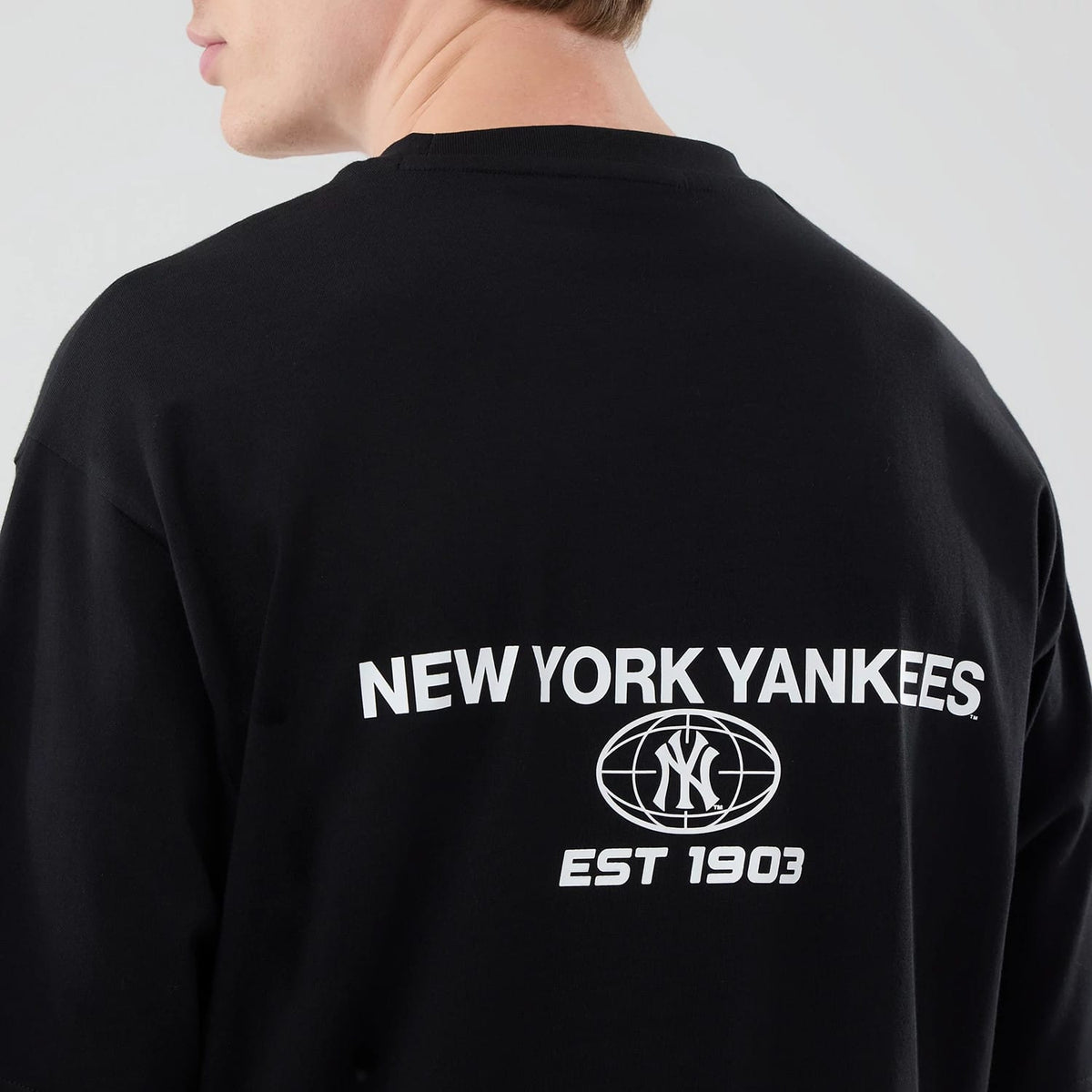New York Yankees MLB Logo Graphic Black Oversized T-Shirt-zelvios