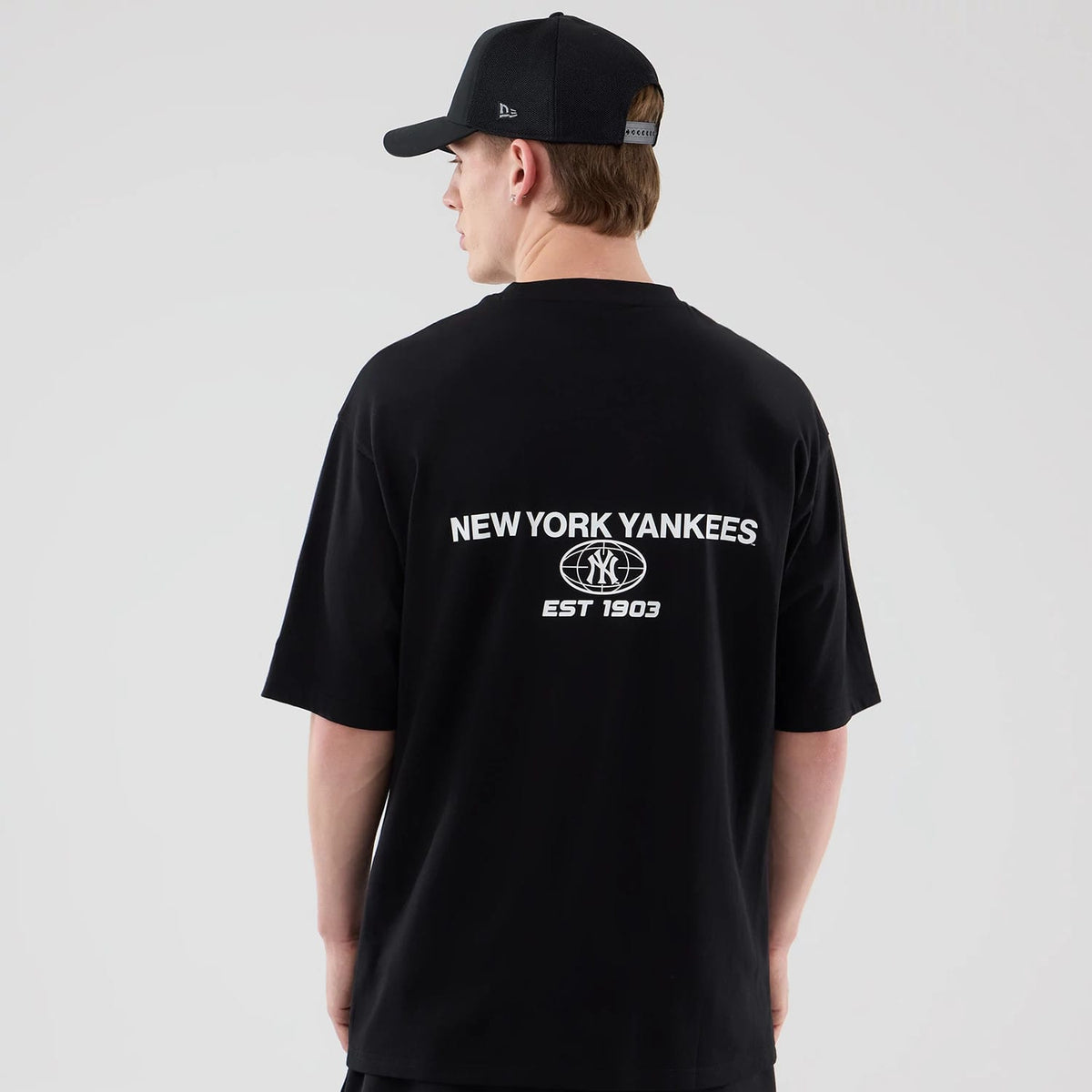 New York Yankees MLB Logo Graphic Black Oversized T-Shirt-zelvios