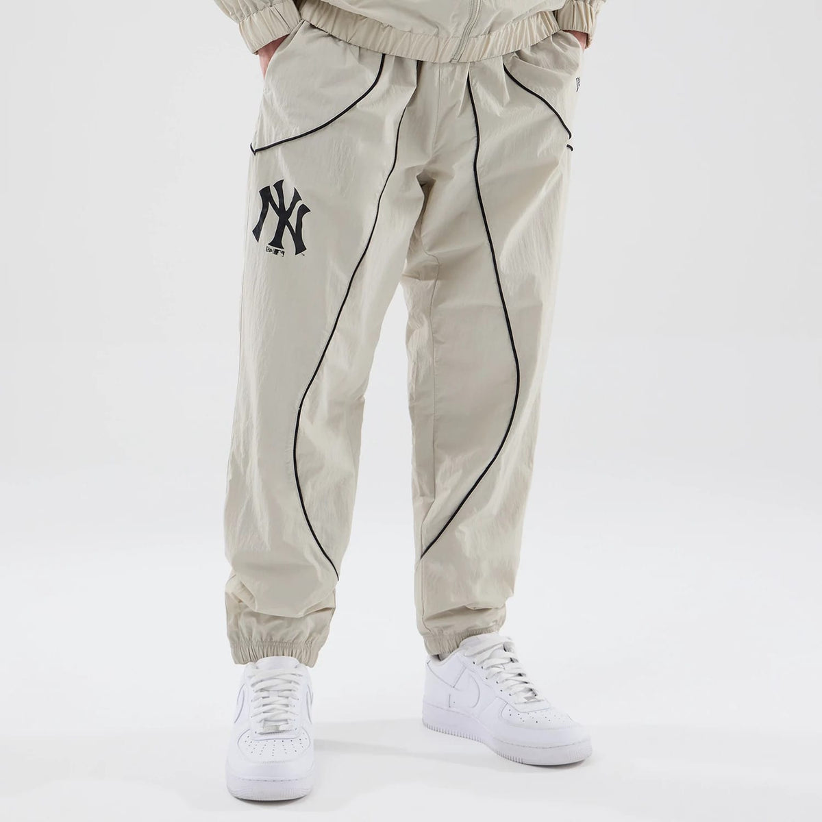 New York Yankees MLB Piping Track Cream Track Pants-zelvios