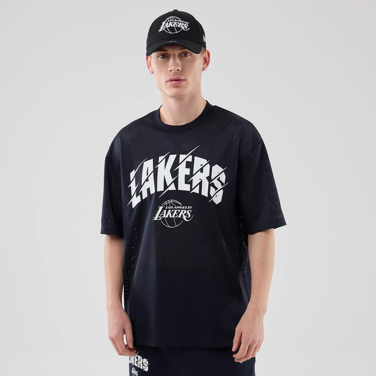 LA Lakers NBA Core Plus Mesh Navy Oversized T-Shirt-zelvios