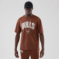 Chicago Bulls NBA Core Plus Mesh Brown Oversized T-Shirt-zelvios
