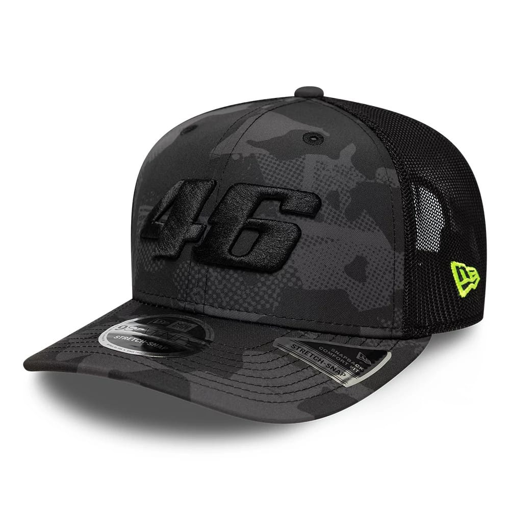 VR46 Camo Black 9SEVENTY Stretch Snap Adjustable Cap-zelvios