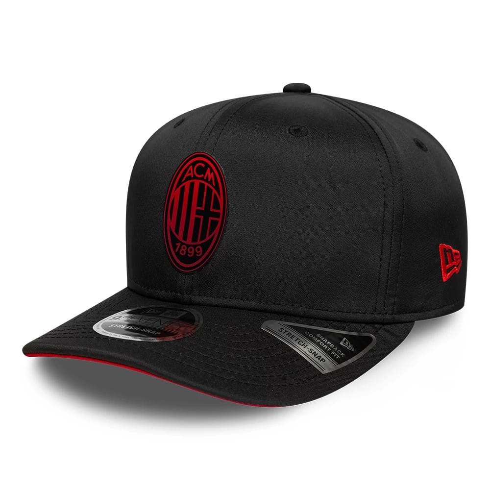 AC Milan Featherweight Poly Black 9SEVENTY Stretch Snap Adjustable Cap-zelvios
