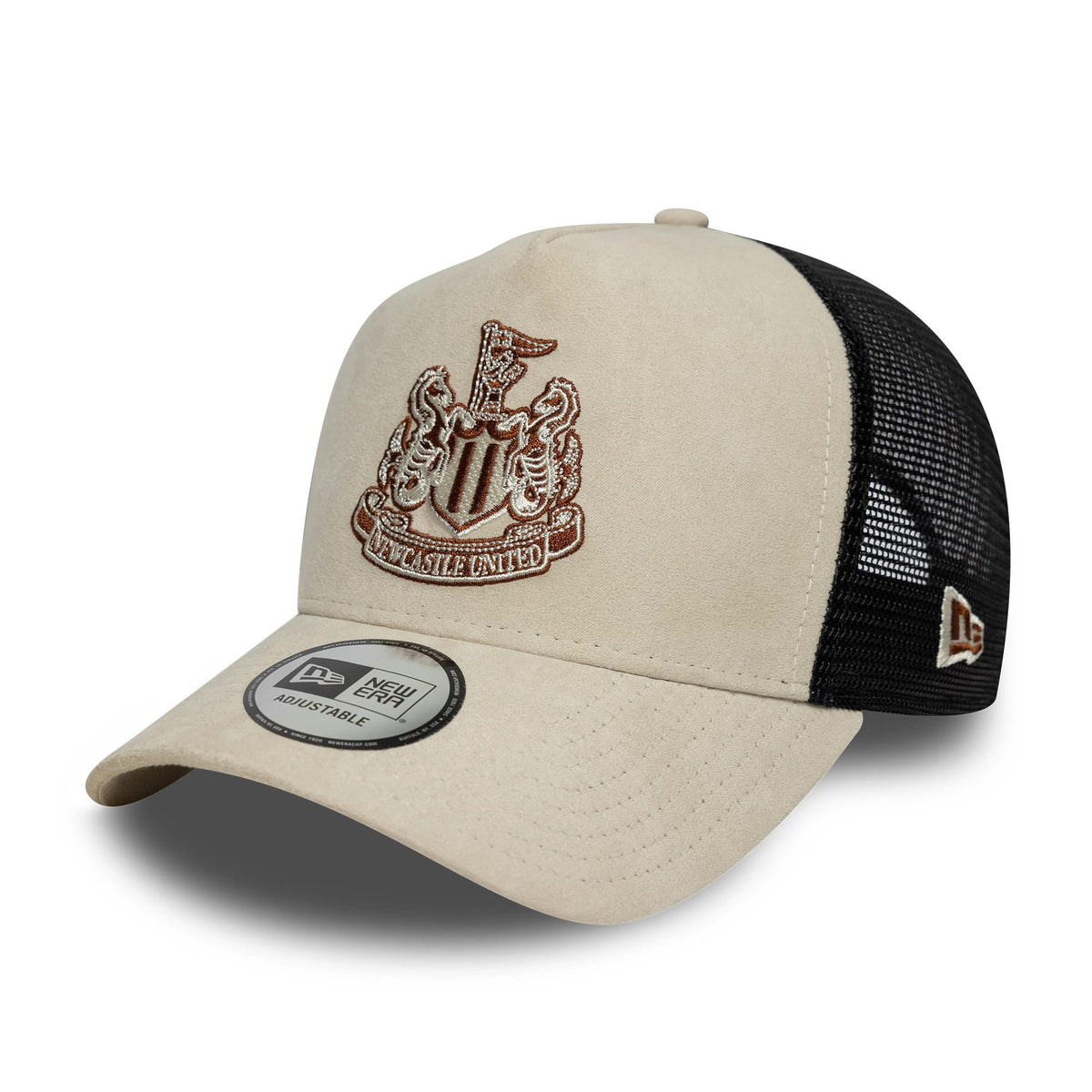 Newcastle United FC Faux Suede Cream 9FORTY E-Frame Trucker Adjustable Cap-zelvios