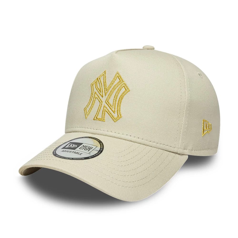 New York Yankees MLB Metallic Outline Cream 9FORTY A-Frame Adjustable Cap-zelvios