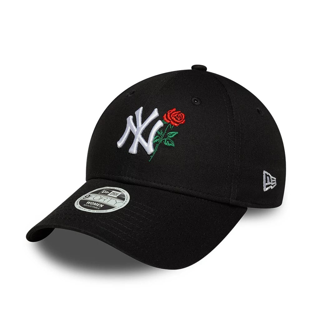 New York Yankees Womens MLB Flower Icon Black 9FORTY Adjustable Cap-zelvios
