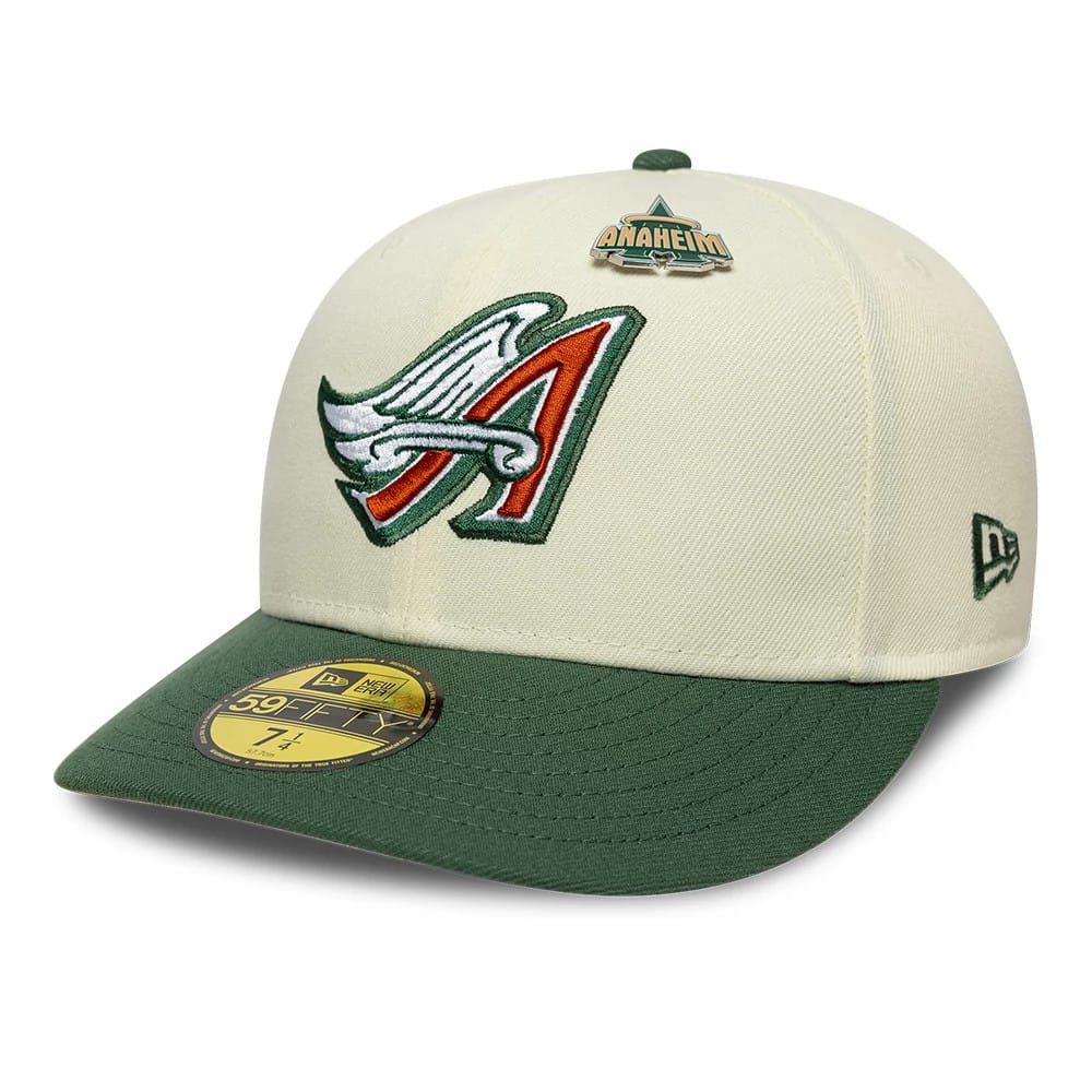 LA Angels MLB Pin Cream & Dark Green 59FIFTY Fitted Cap-zelvios