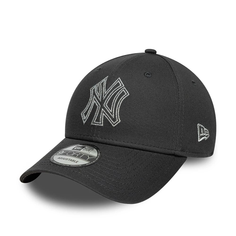 New York Yankees MLB Metallic Outline Charcoal 9FORTY Adjustable Cap-zelvios