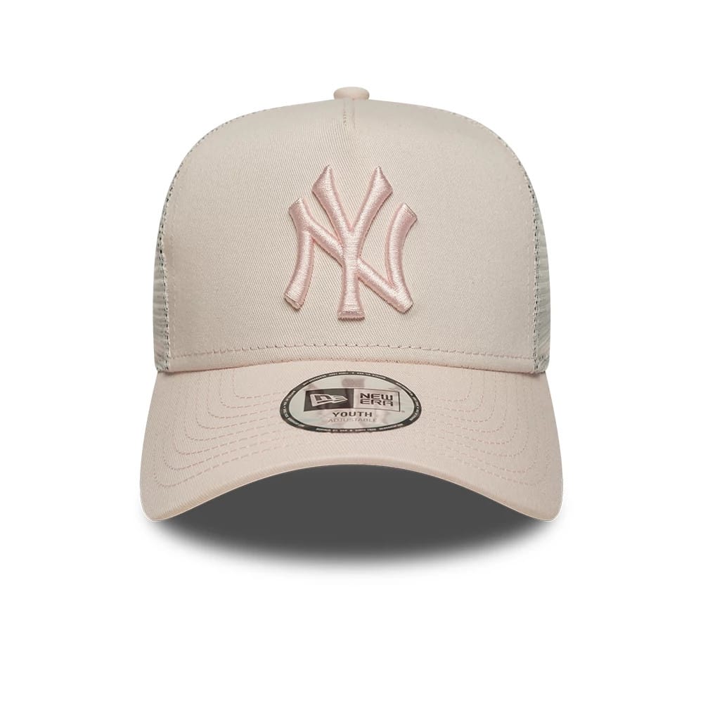 Yankees Youth MLB League Essential Pastel Pink 9FORTY A-Frame Trucker Adjustable Cap-zelvios