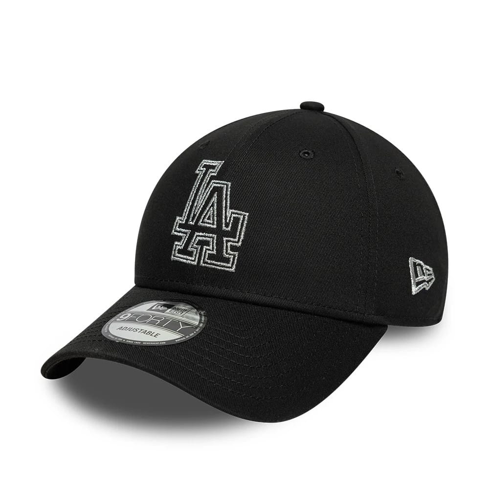 LA Dodgers MLB Metallic Outline Black 9FORTY Adjustable Cap-zelvios