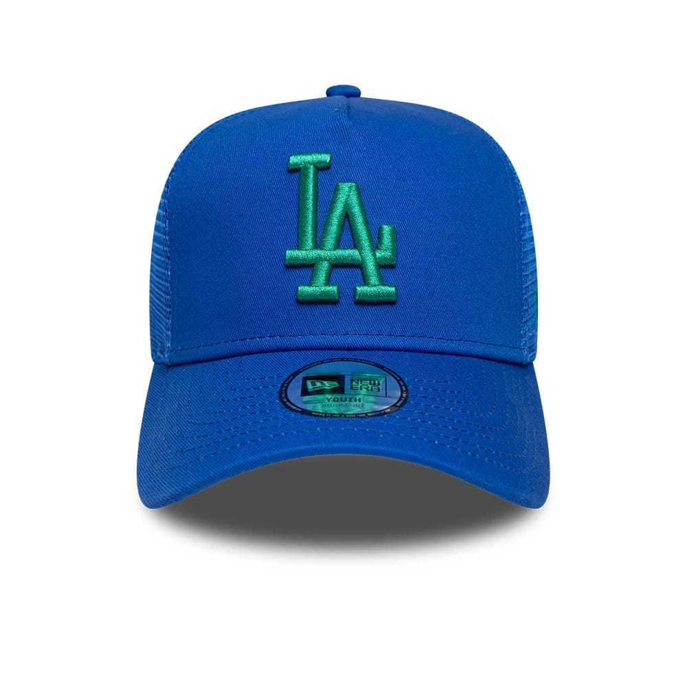 Dodgers Youth MLB League Essential Bright Blue 9FORTY A-Frame Trucker Adjustable Cap-kentox