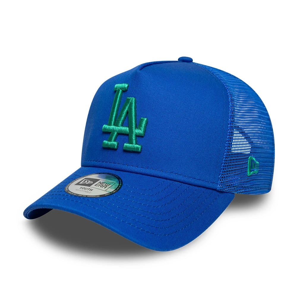 Dodgers Youth MLB League Essential Bright Blue 9FORTY A-Frame Trucker Adjustable Cap-kentox