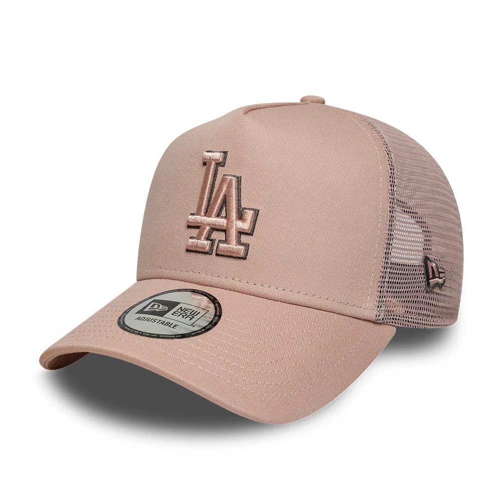 LA Dodgers MLB Outline Pastel Pink 9FORTY E-Frame Trucker Adjustable Cap-zelvios