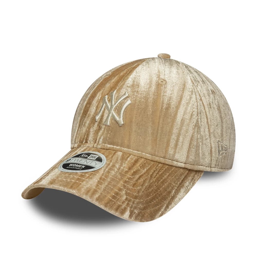 New York Yankees Womens MLB Velour Beige 9TWENTY Adjustable Cap-zelvios