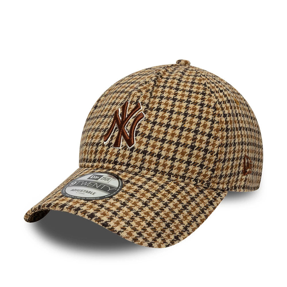 New York Yankees MLB Check Beige 9TWENTY A-Frame Adjustable Cap-zelvios