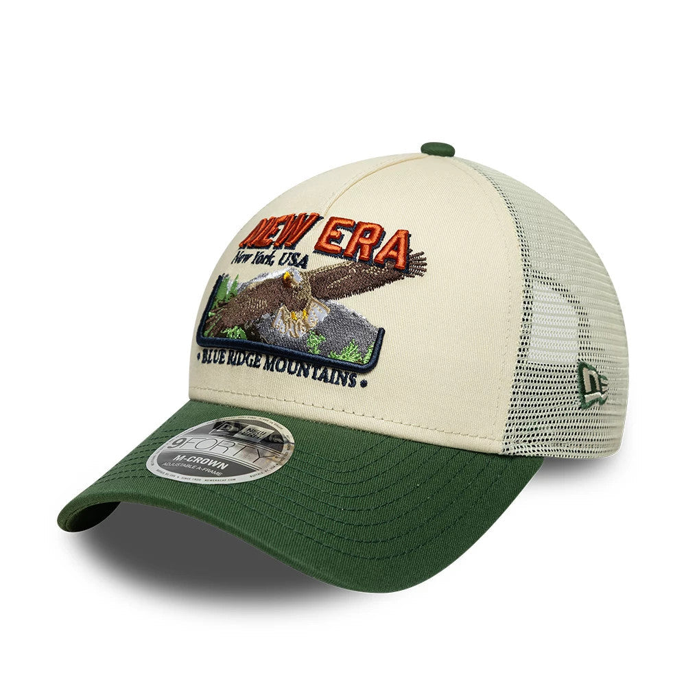 New Era Graphic Cream 9FORTY M-Crown A-Frame Trucker Adjustable Cap-zelvios