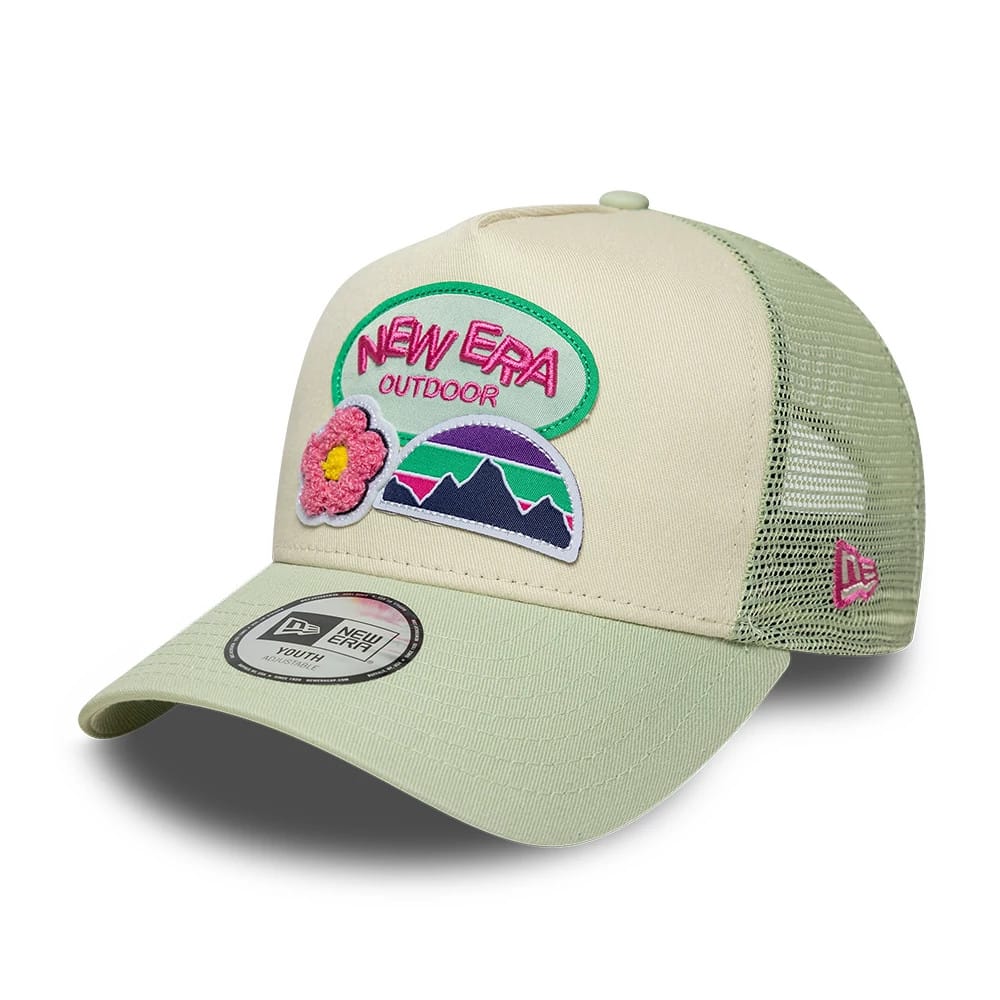 Youth New Era Outdoor Pastel Green 9FORTY A-Frame Trucker Adjustable Cap-zelvios