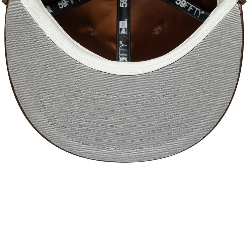New York Yankees MLB Leather Brown Dogear 59FIFTY Fitted Cap-zelvios