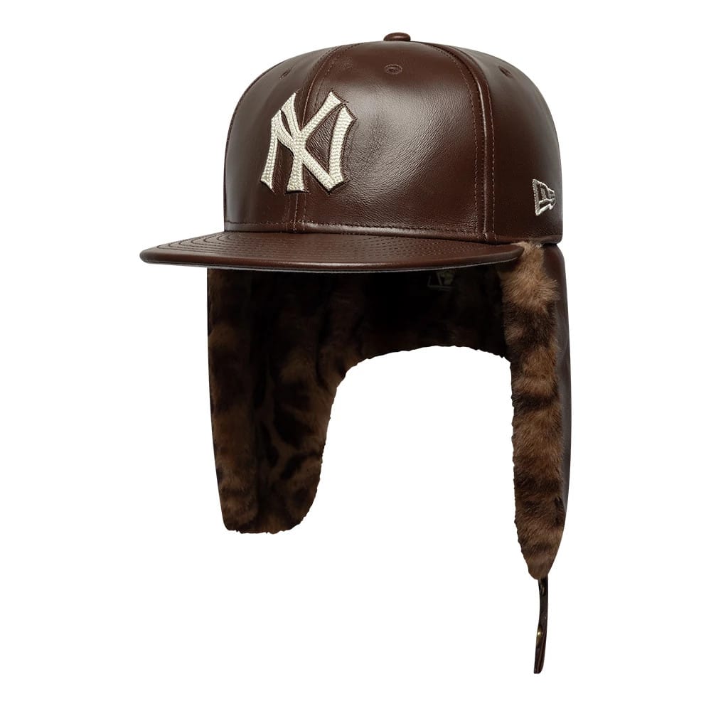 New York Yankees MLB Leather Brown Dogear 59FIFTY Fitted Cap-zelvios
