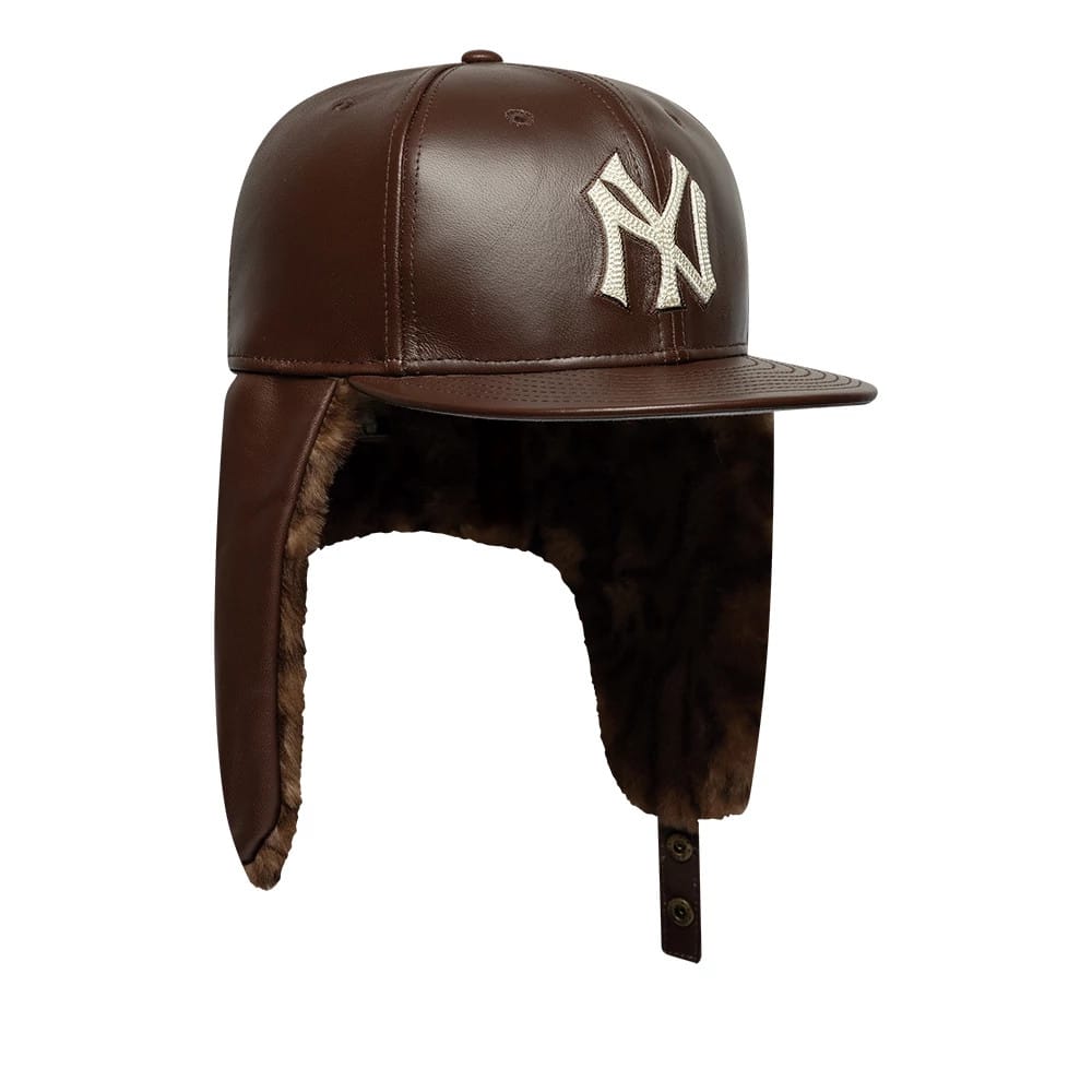 New York Yankees MLB Leather Brown Dogear 59FIFTY Fitted Cap-zelvios