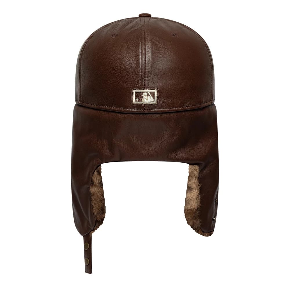 New York Yankees MLB Leather Brown Dogear 59FIFTY Fitted Cap-zelvios