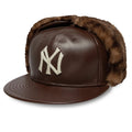 New York Yankees MLB Leather Brown Dogear 59FIFTY Fitted Cap-zelvios
