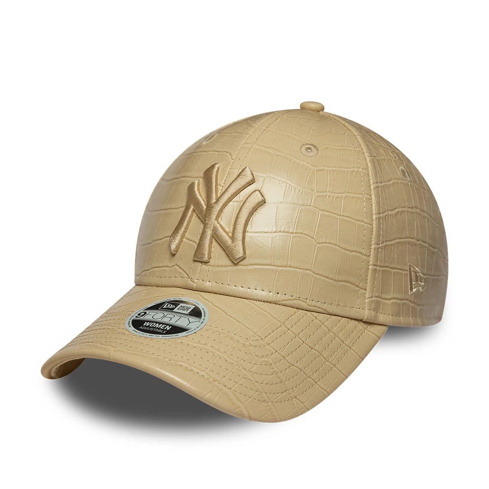 New York Yankees Womens MLB Pattern PU Light Beige 9FORTY Adjustable Cap-zelvios