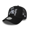New York Yankees MLB Script Black 9FORTY A-Frame Trucker Adjustable Cap-zelvios