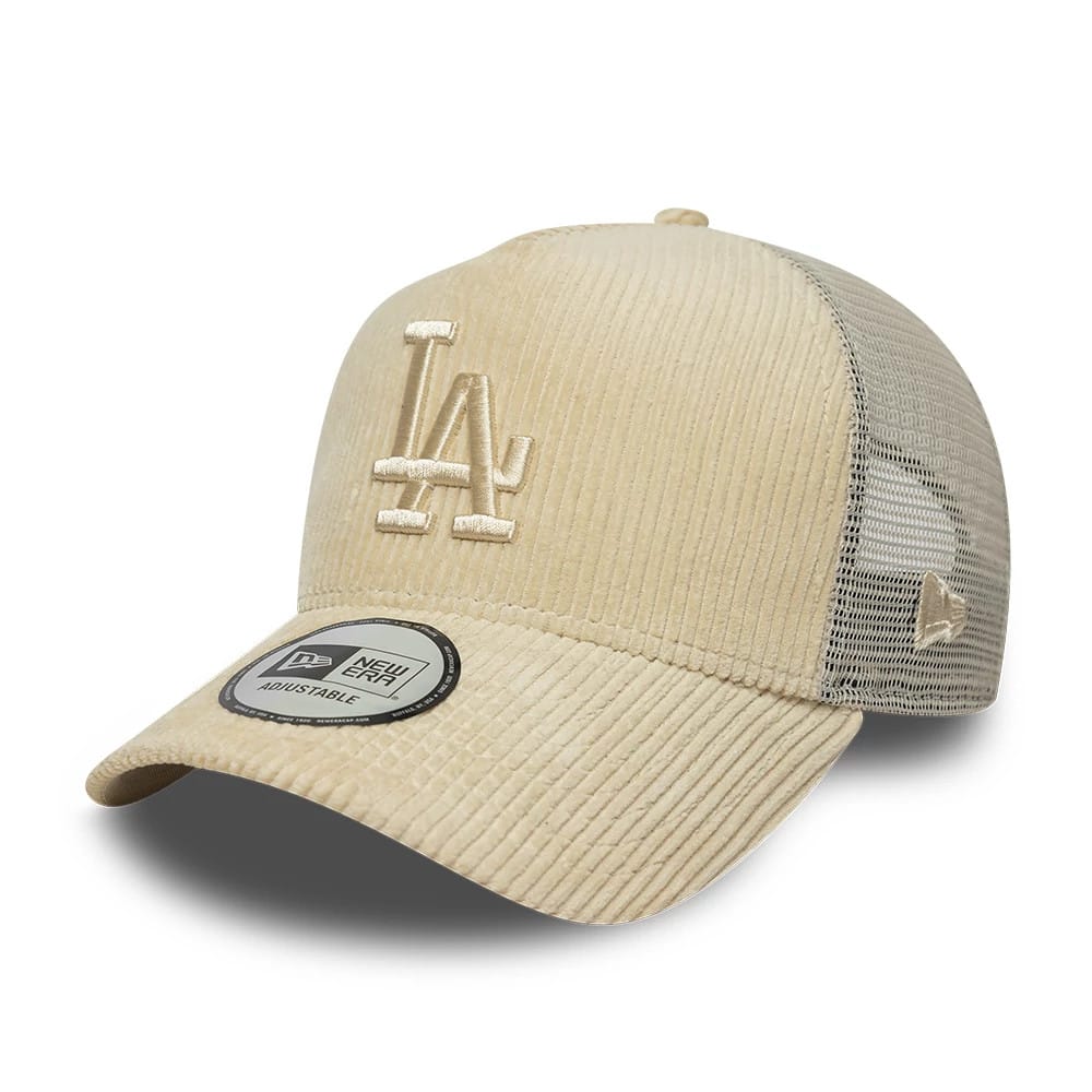 LA Dodgers MLB Cord Cream 9FORTY A-Frame Trucker Adjustable Cap-zelvios
