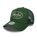 Youth New Era Oval Patch Dark Green 9FORTY A-Frame Trucker Adjustable Cap-zelvios
