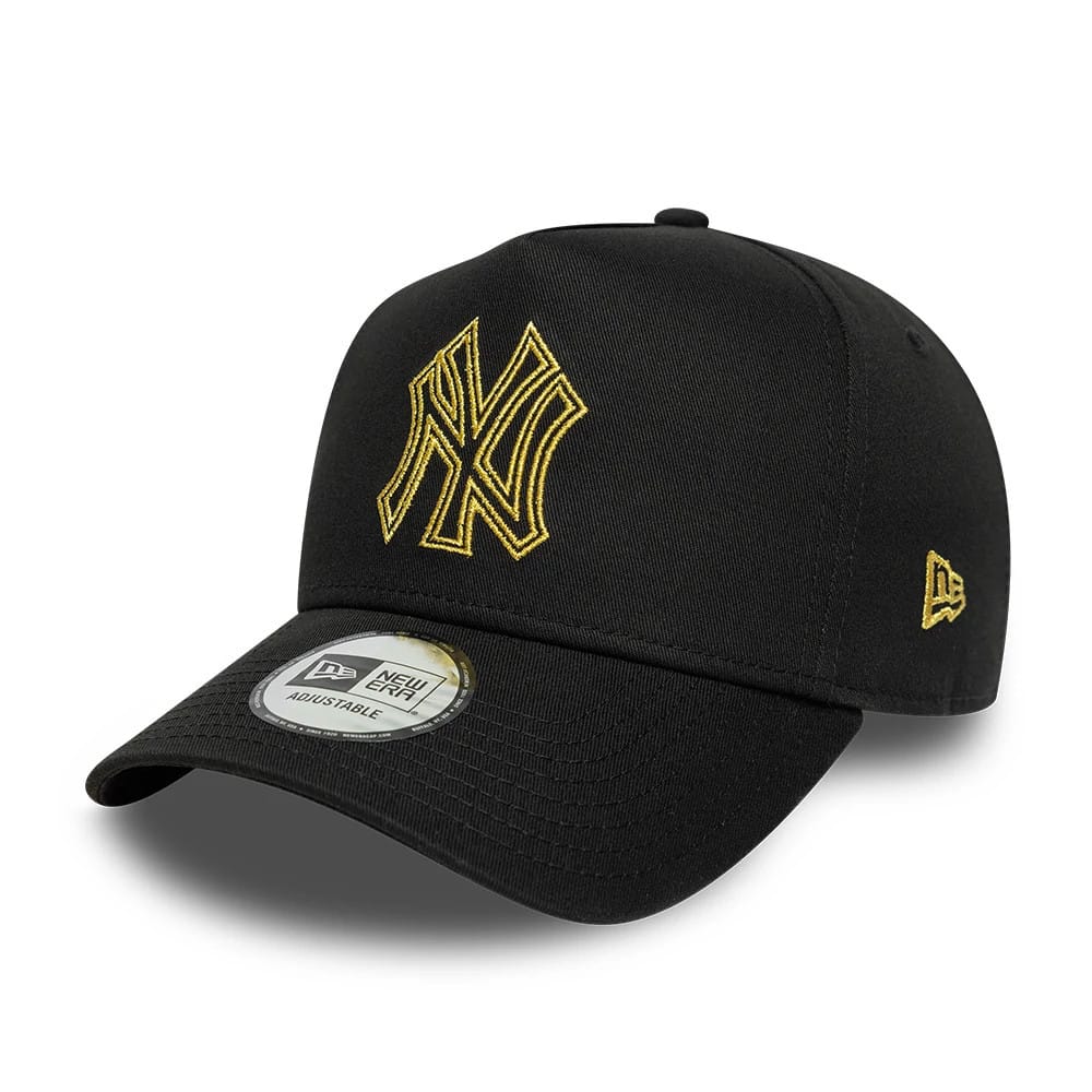 New York Yankees MLB Metallic Outline Black 9FORTY A-Frame Adjustable Cap-zelvios