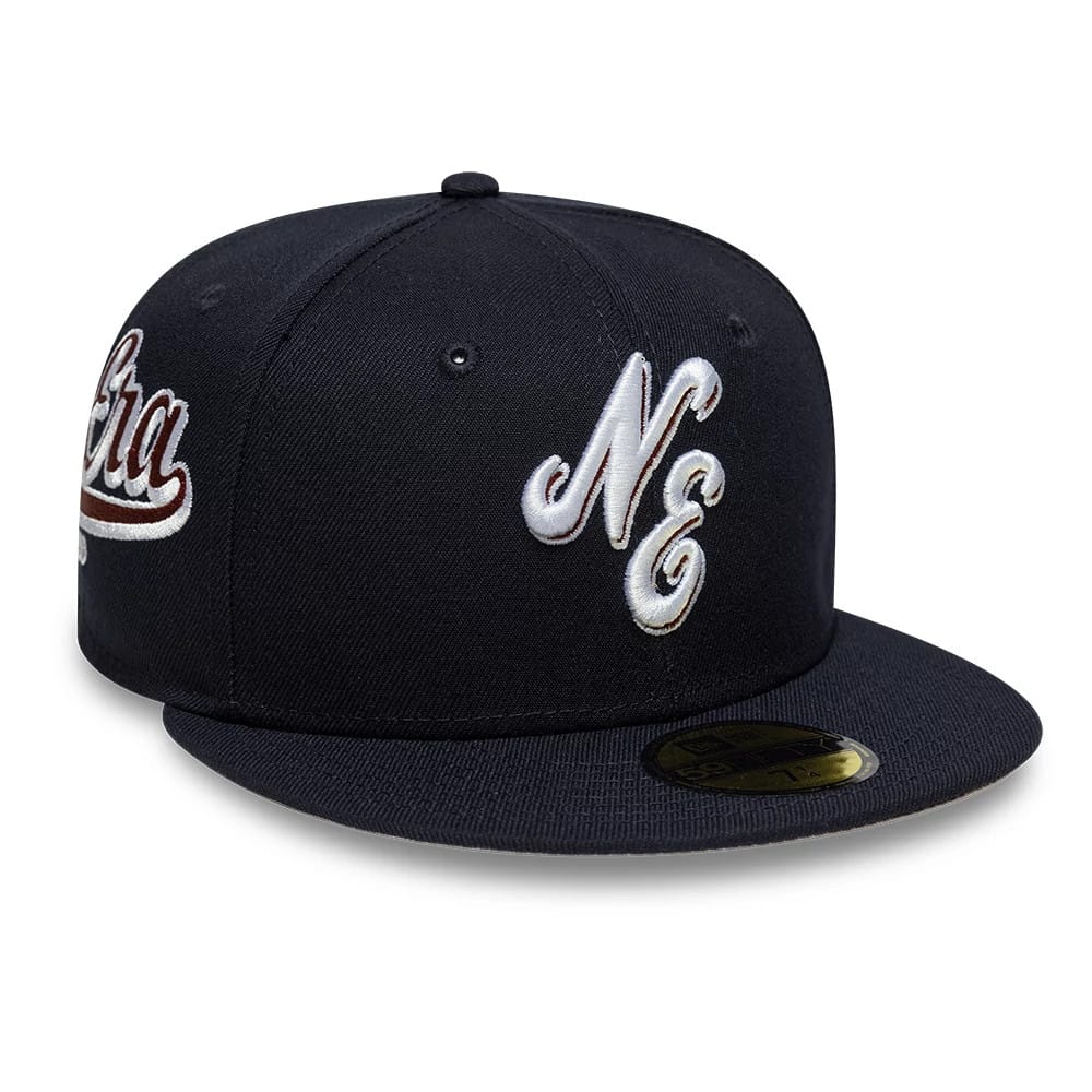 New Era Heritage Script Navy 59FIFTY Fitted Cap-zelvios