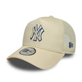 New York Yankees MLB Outline Cream 9FORTY E-Frame Trucker Adjustable Cap-zelvios