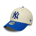 Youth Yankees MLB League Essential Cream & Blue 9FORTY Adjustable Cap-zelvios