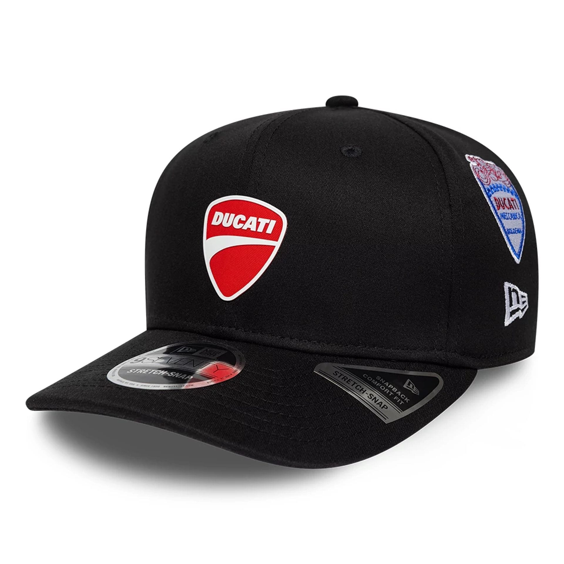 Ducati Motor Logo Patch Black 9SEVENTY Stretch Snap Adjustable Cap-kentox