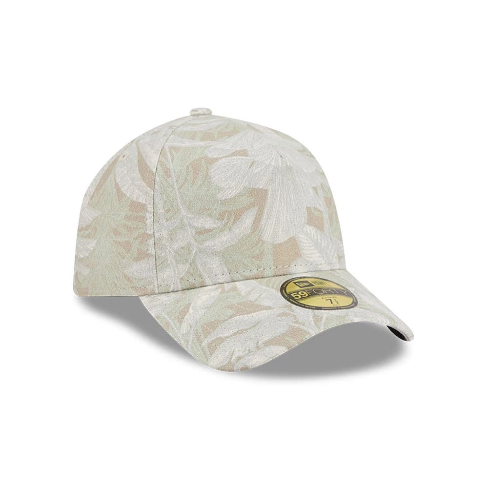 New Era Leafy Palm Light Beige 59FORTY A-Frame Fitted Cap-zelvios