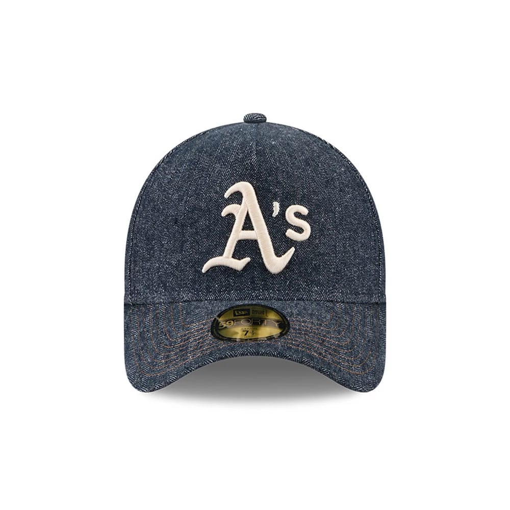 Athletics MLB Herringbone Denim Navy 59FORTY A-Frame Fitted Cap-zelvios